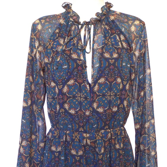 BCBGeneration Pants - BCBG Generation drop waist romper ocean combo ruffled trim SZ XS